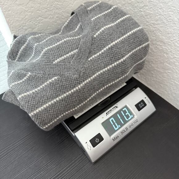 Gap Gray Striped Wool Blend V-Neck Pullover Sweater Women's Size Medium - Picture 8 of 8